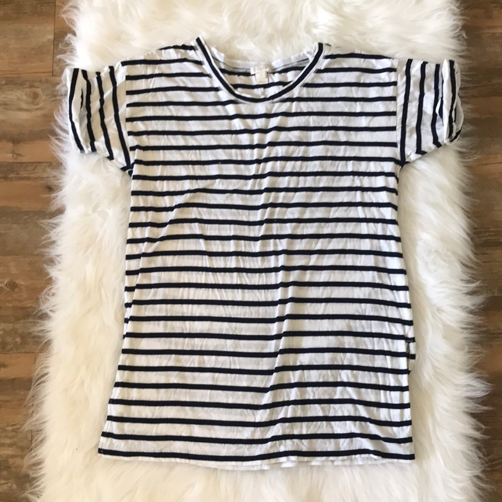 Jcrew Stripe Slit Side Short Sleeve T-shirt